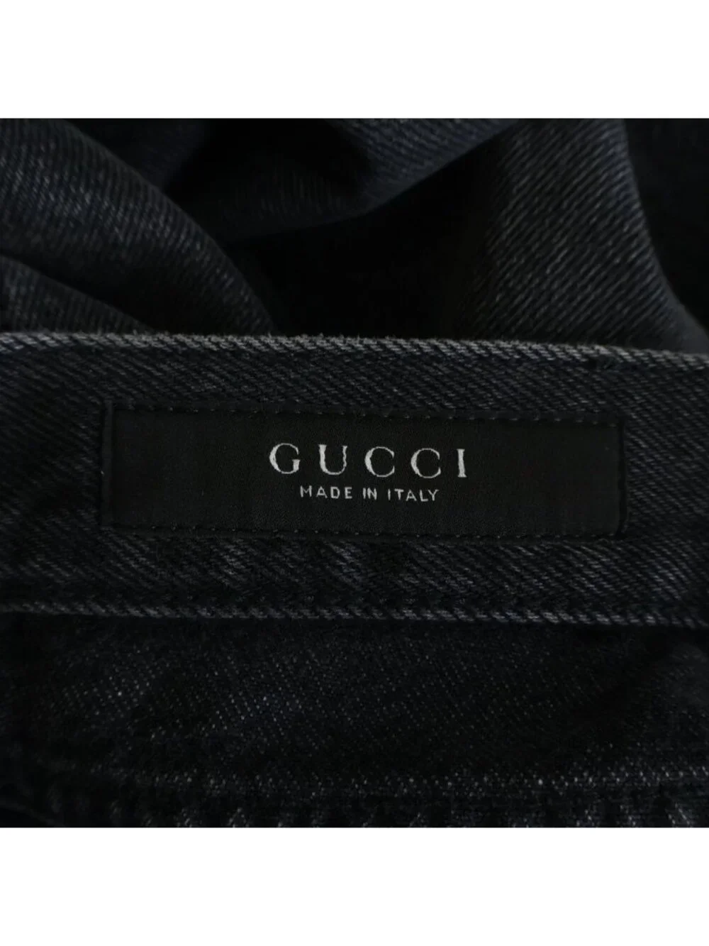 Gucci Cotton Denim Pants with Horsebit Detail Button Fly Black